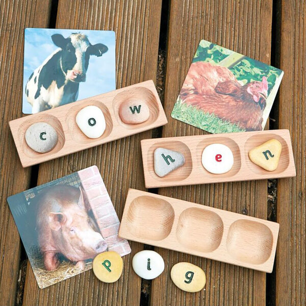 Three-Pebble Word-Building Tray