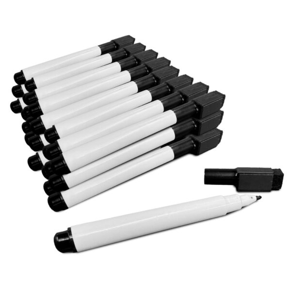 Dry Erase Markers with Magentic Eraser Cap, Black, Pack of 24
