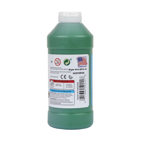 Washable Paint, Green, 16 oz. Bottles, Pack of 6